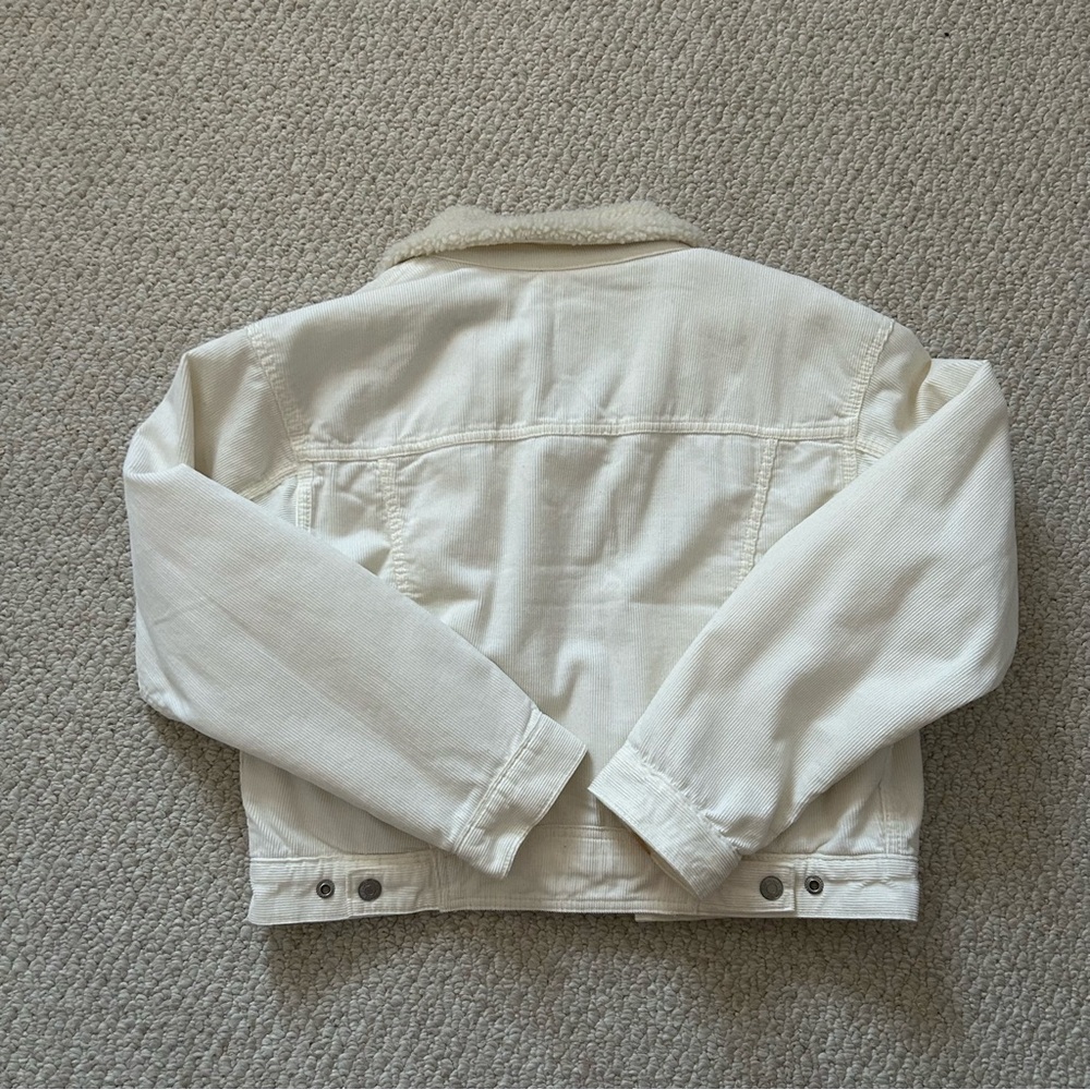 Gap '90s Sherpa Cord Icon Jacket Beige Ivory, Size Small - Picture 6 of 8